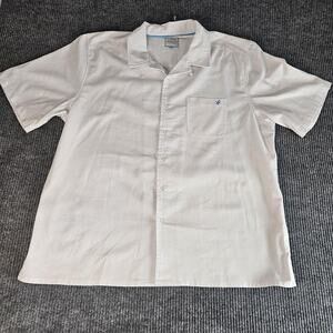 Steve Harvey Collection Shirt Mens 2XL White Linen Blend Short Sleeve Button